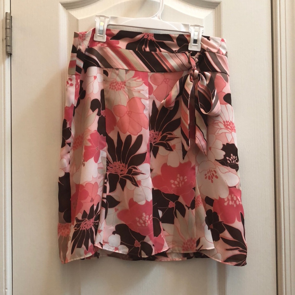 Pink and Brown Floral MidiSkirt
